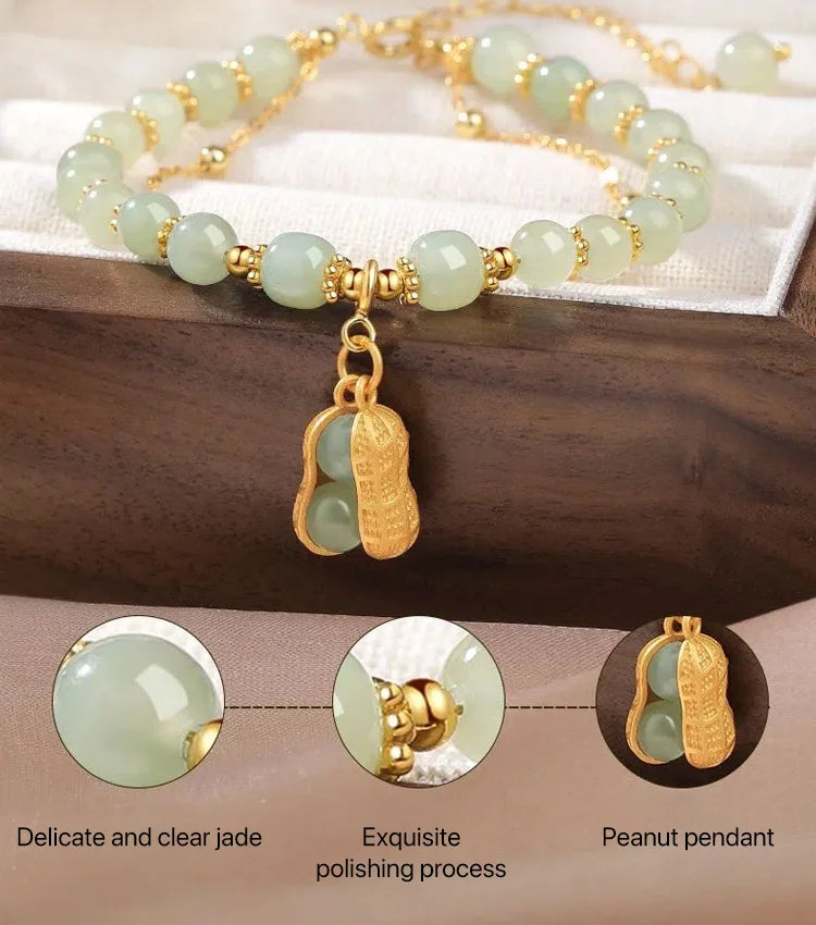 💖Natural jade bracelet with peanut pendant