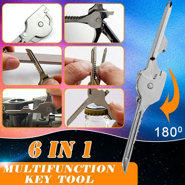 6 In 1 Multifunction Key Tool Bottle Opener Screwdriver Key Keychain Tool