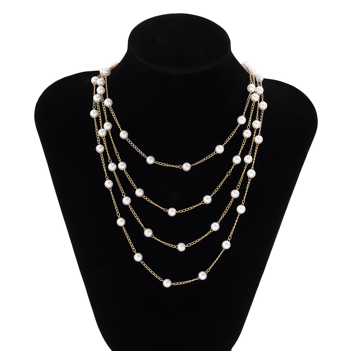 Temperament Faux Pearl Multilayer Necklace Chain Pendant Necklace