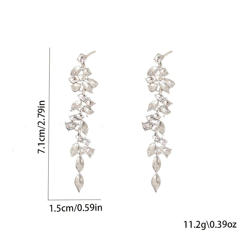 Twig With Sparkling Rhinestone Decor Elegant Dangle Earrings