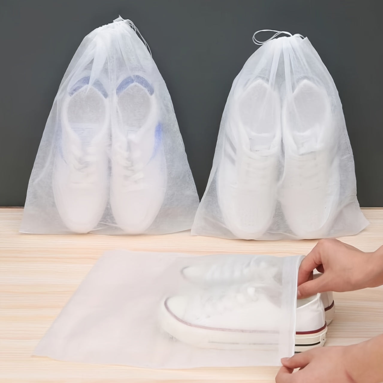 White Portable Shoes Dust Bag