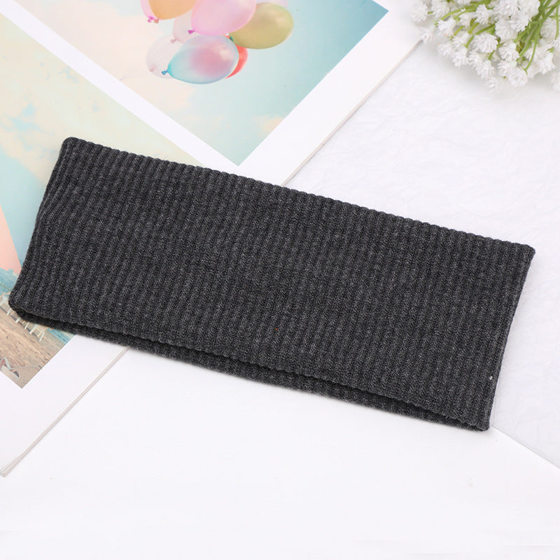 Solid Ribbed Sports Headband, Knitted Thermal Stretchy Yoga Hair Band Earmuffs