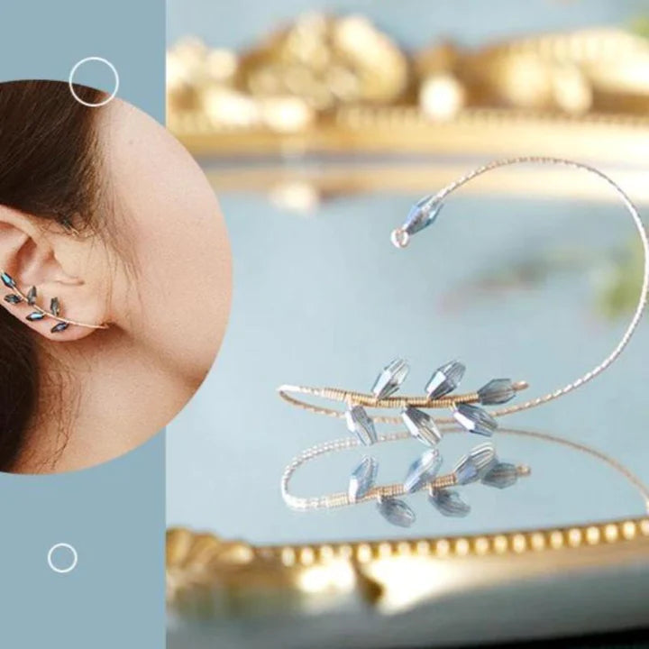 Leaves Ear Hook (BUY 1 LEAVES EAR HOOK GET 1  CRYSTAL HOOK LEAF EARRINGS)