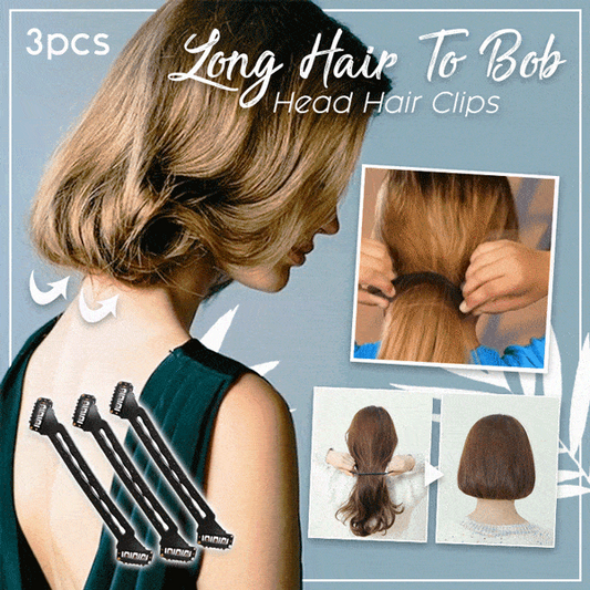 3PCS Long Hair To Bob Head Hair Clips