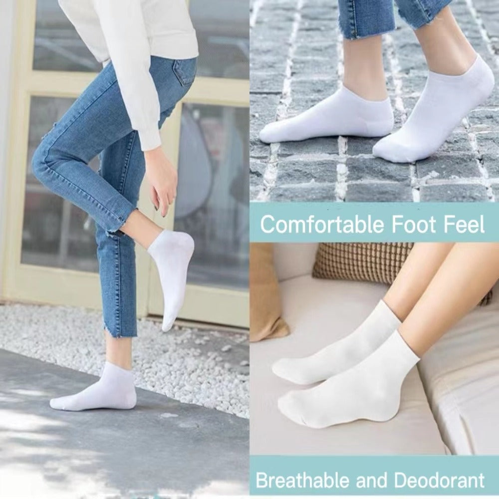 Quick Dry Simple Breathable Deodorant Cotton Socks (4/6 Pairs)