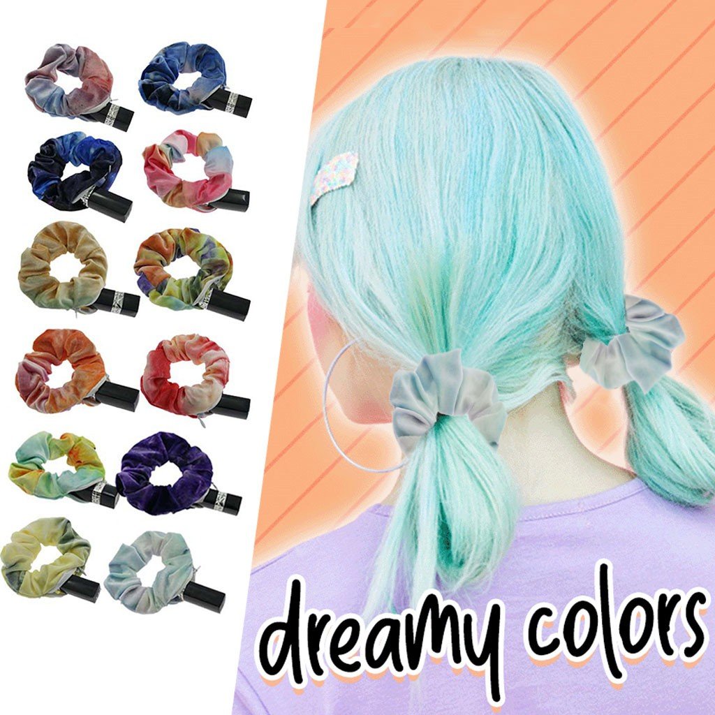 Tie-Dye Velvet Scrunchies with Hidden Pocket