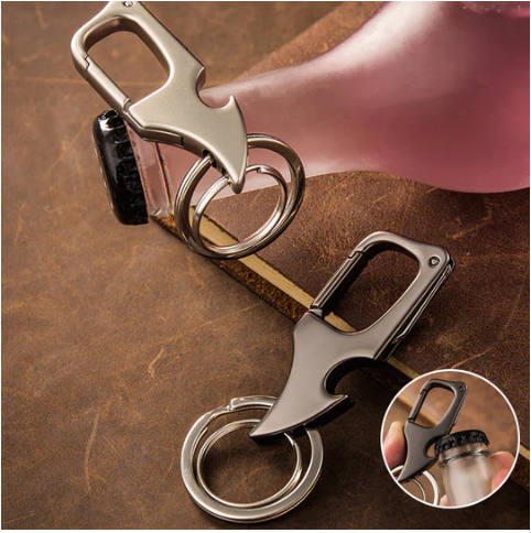 Multifunctional Pendant Bottle Opener Metal Double Ring Key Chain