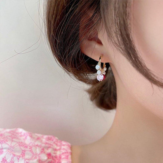 Colorful Shining Tassel Diamond Earrings Water Drop Crystal Earrings