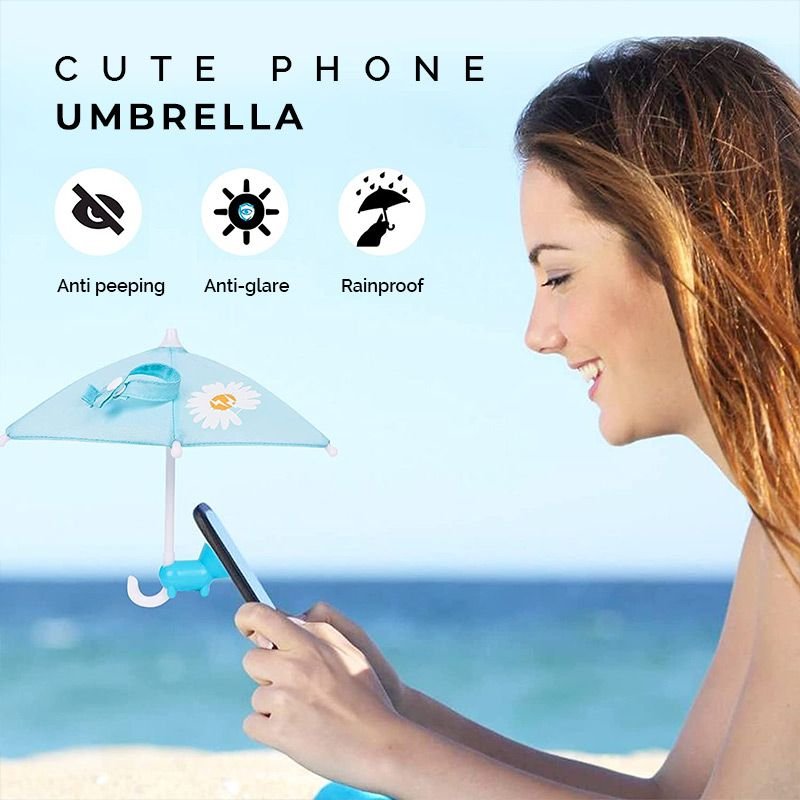 Cell phone holder with umbrella