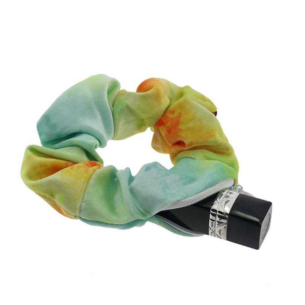 Tie-Dye Velvet Scrunchies with Hidden Pocket