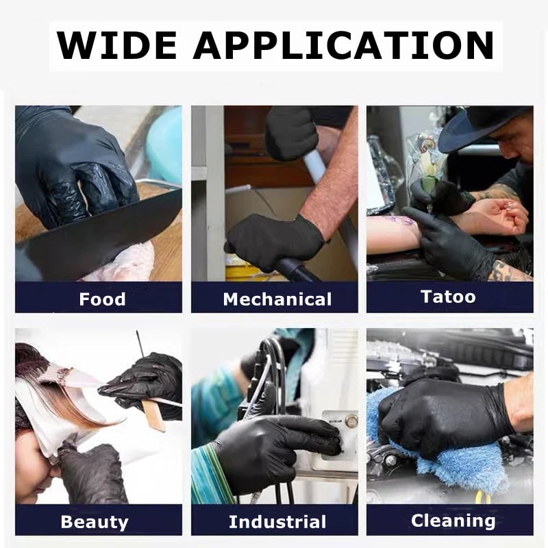 Disposable Black Nitrile Gloves