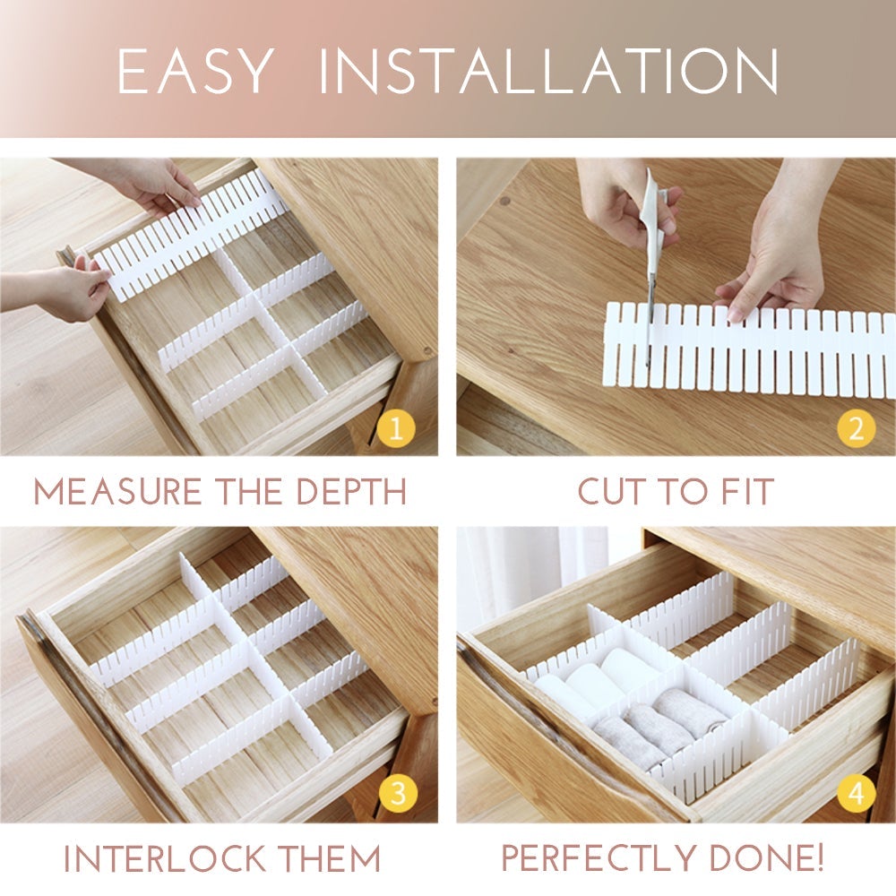 Free Combination Adjustable Drawer Organizer (44cm x 7cm/Pcs-4Pcs/Set)